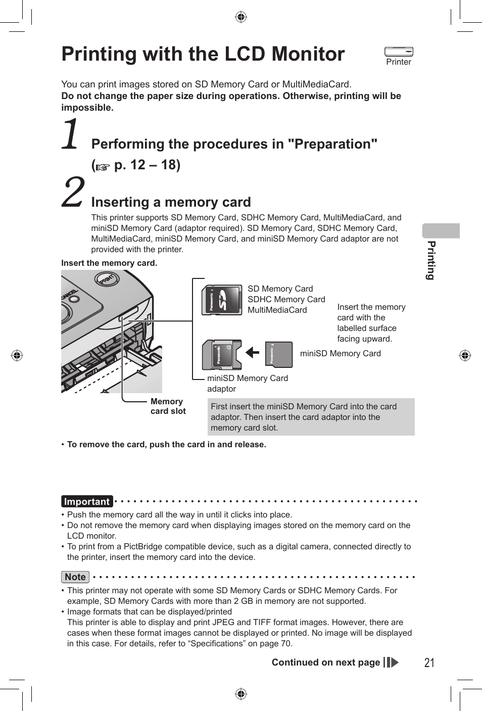 Printing with the lcd monitor | Panasonic KX-PX2M User Manual | Page 21 / 80