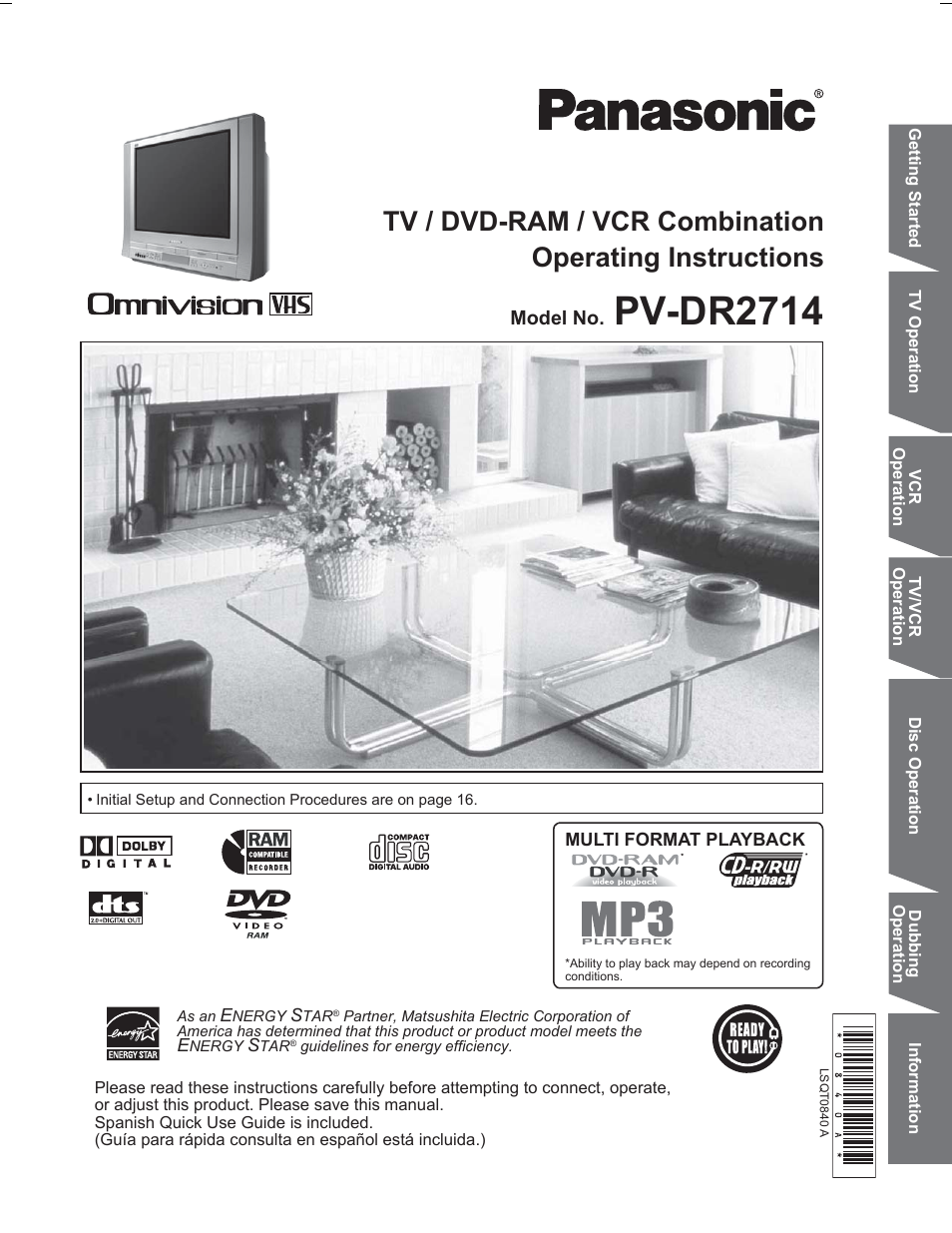 Panasonic PV DR2714 User Manual | 92 pages