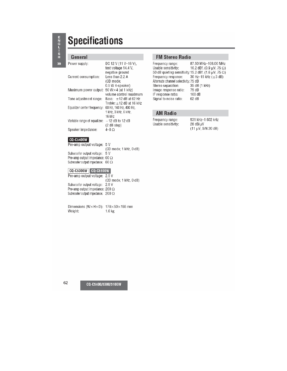 Panasonic CQ-C5100W User Manual | Page 47 / 48