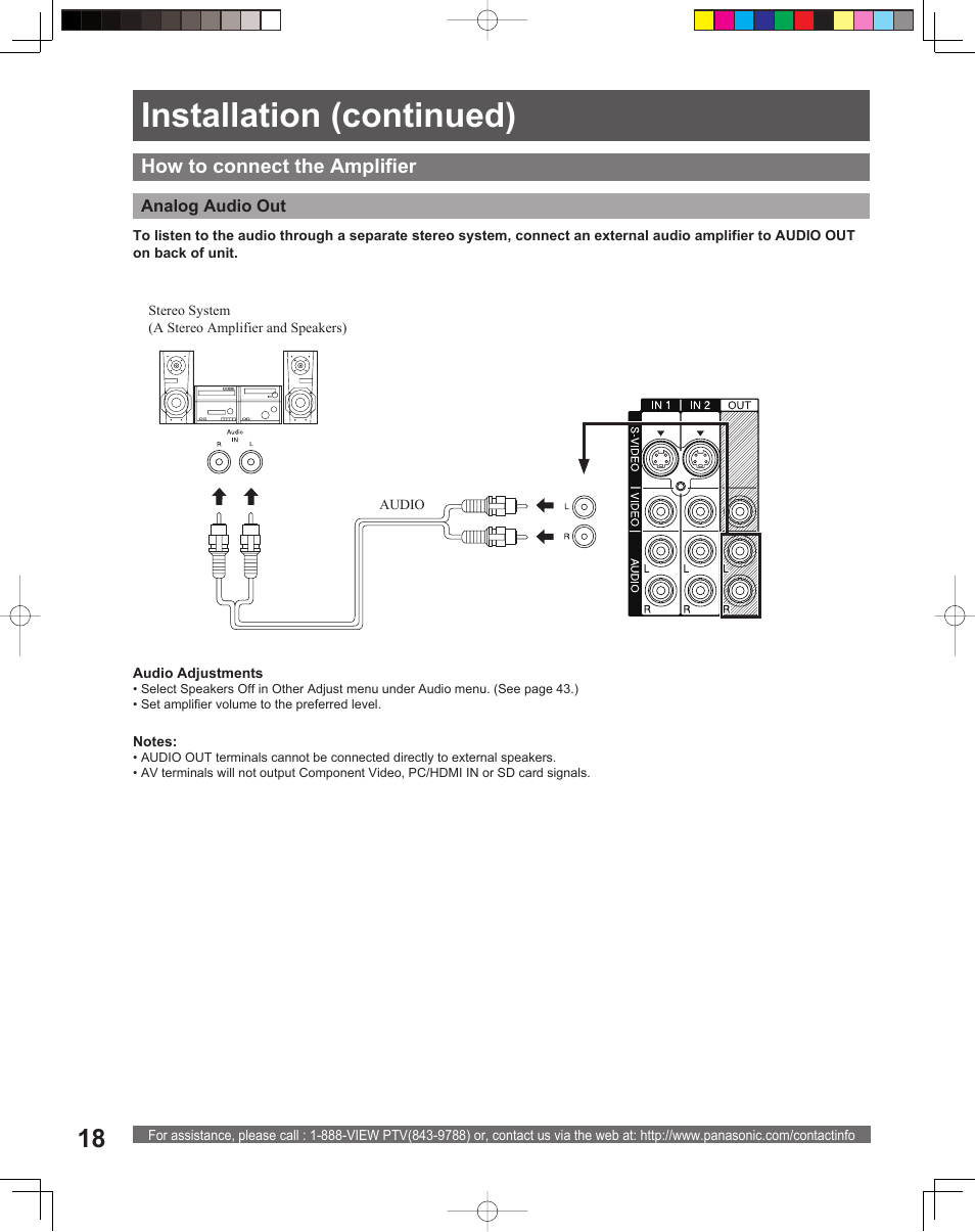 Installation (continued) | Panasonic PT 56DLX75 User Manual | Page 18 / 80