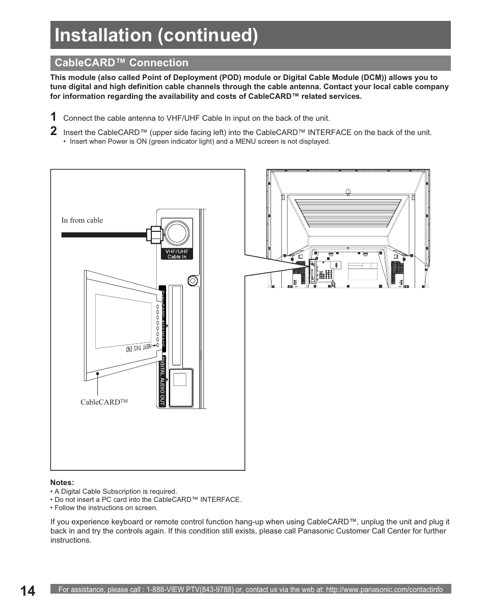 Installation (continued) | Panasonic PT 56DLX25 User Manual | Page 14 / 80