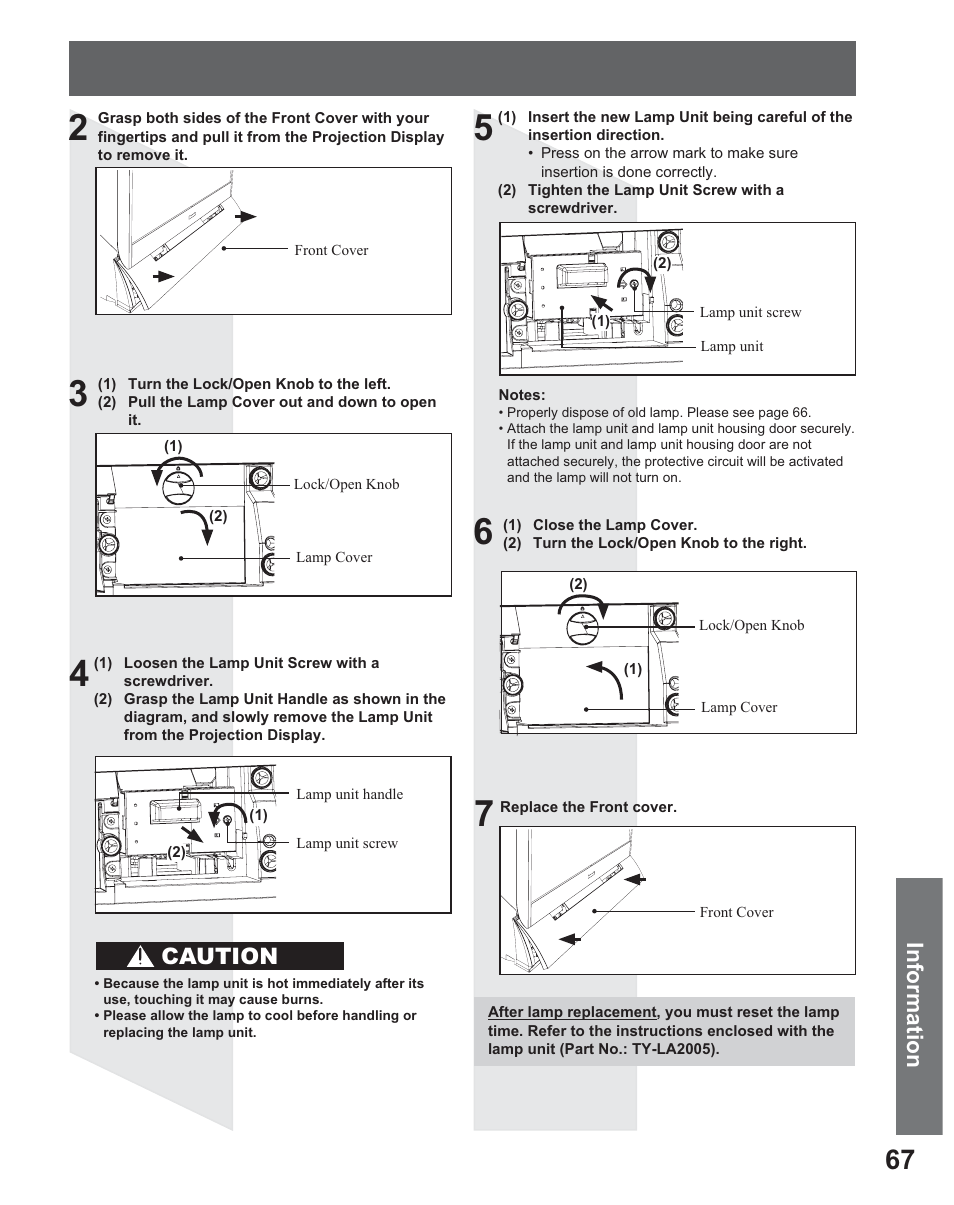 Information, Caution | Panasonic PT 56DLX25 User Manual | Page 67 / 80