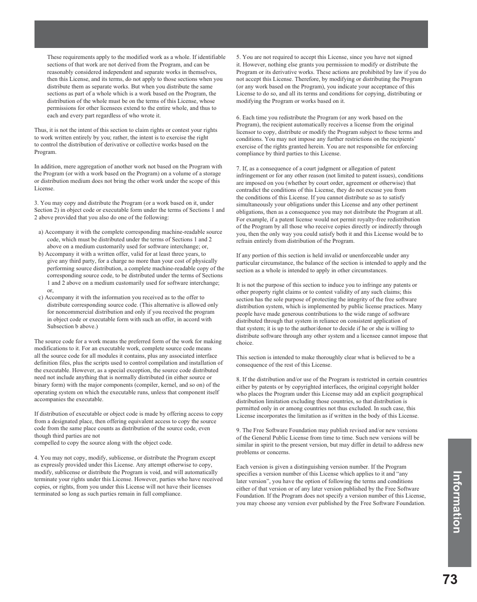 Information | Panasonic PT 56DLX25 User Manual | Page 73 / 80