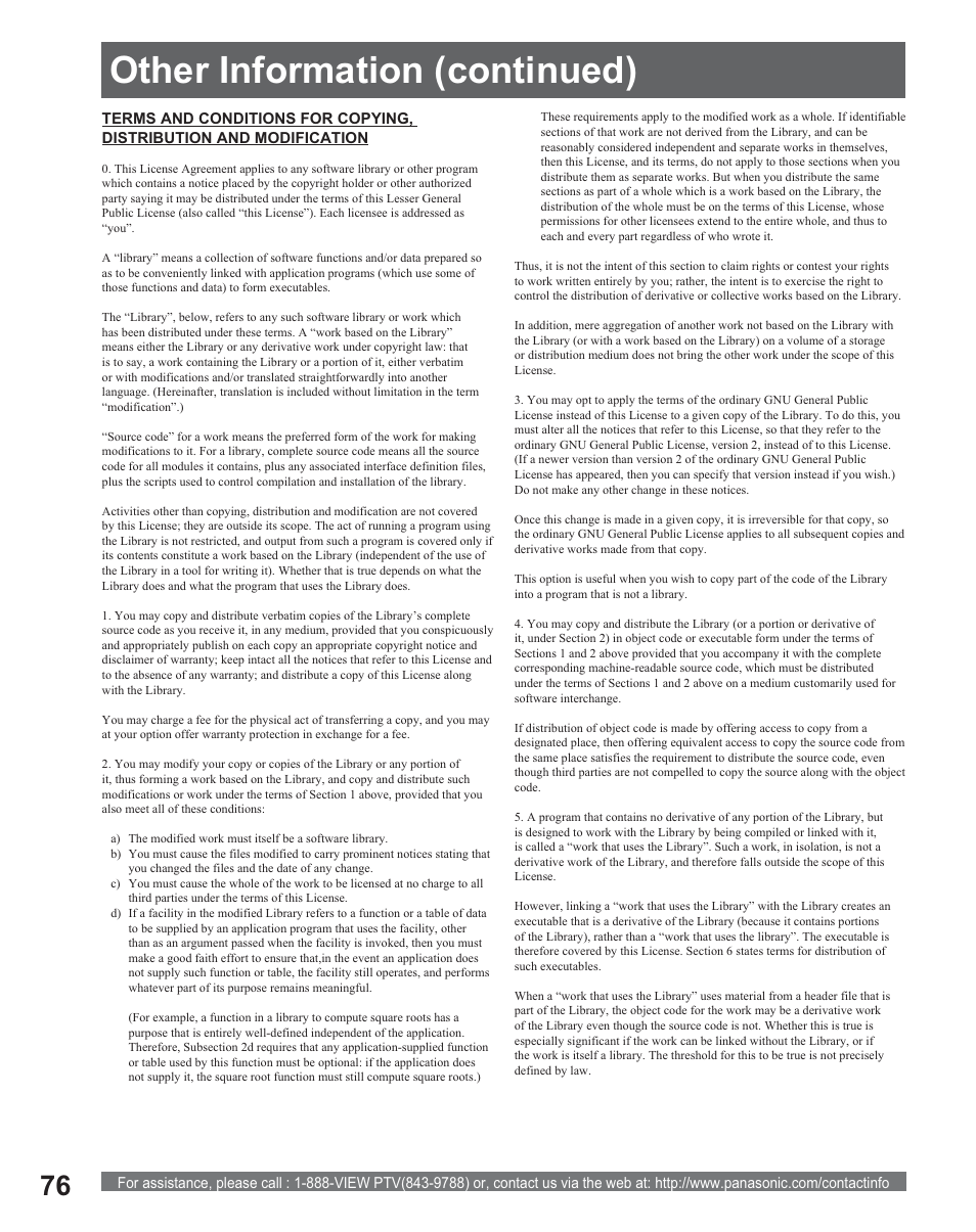 Other information (continued) | Panasonic PT 56DLX25 User Manual | Page 76 / 80