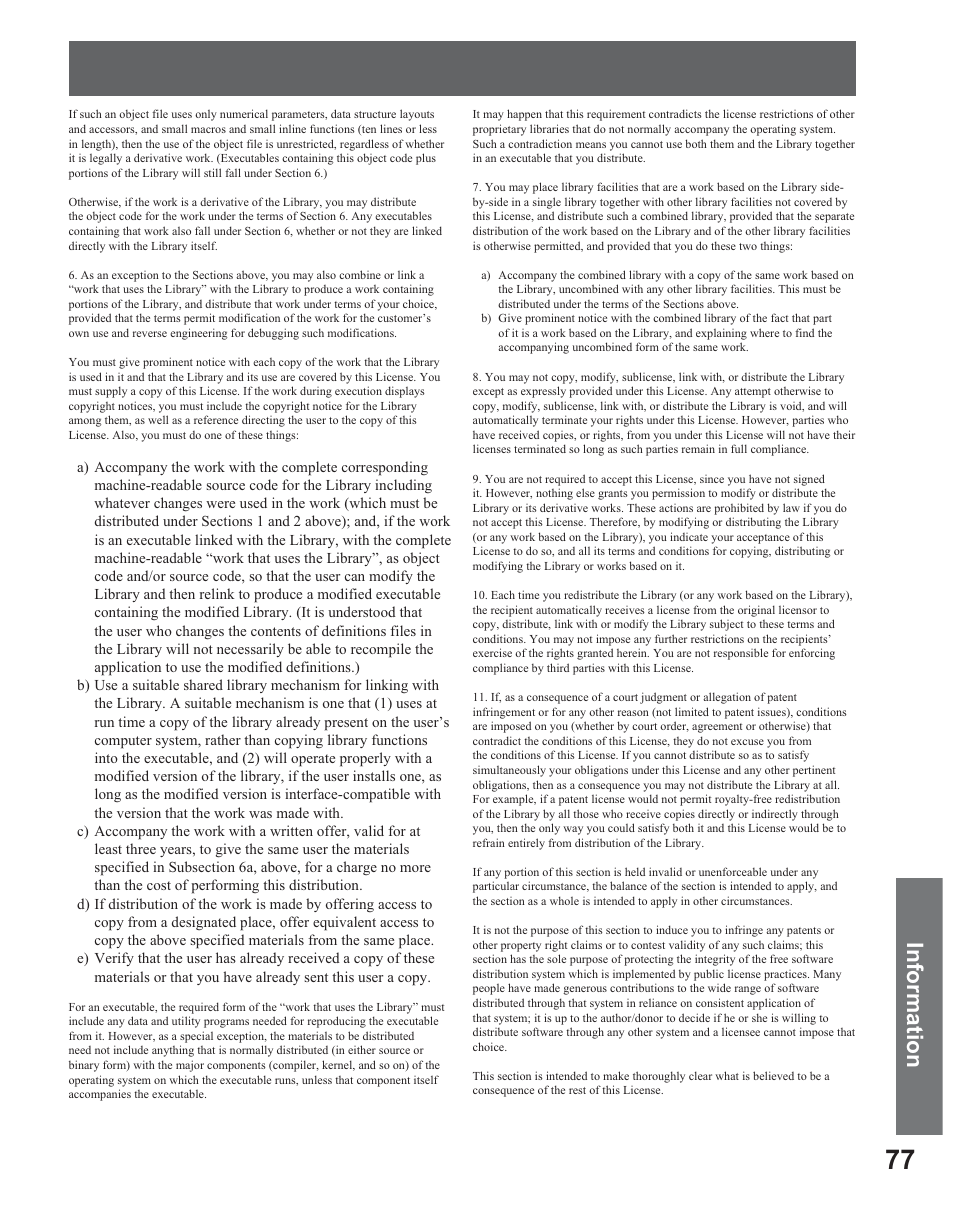 Information | Panasonic PT 56DLX25 User Manual | Page 77 / 80