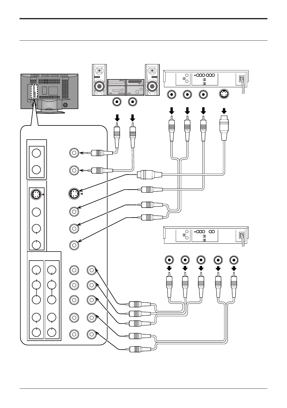Como conectar las entradas atras, Como conectar las entradas atrás, Conexión | Conexión de video grabadora y otros equipos | Panasonic TC 32LH1 User Manual | Page 42 / 52