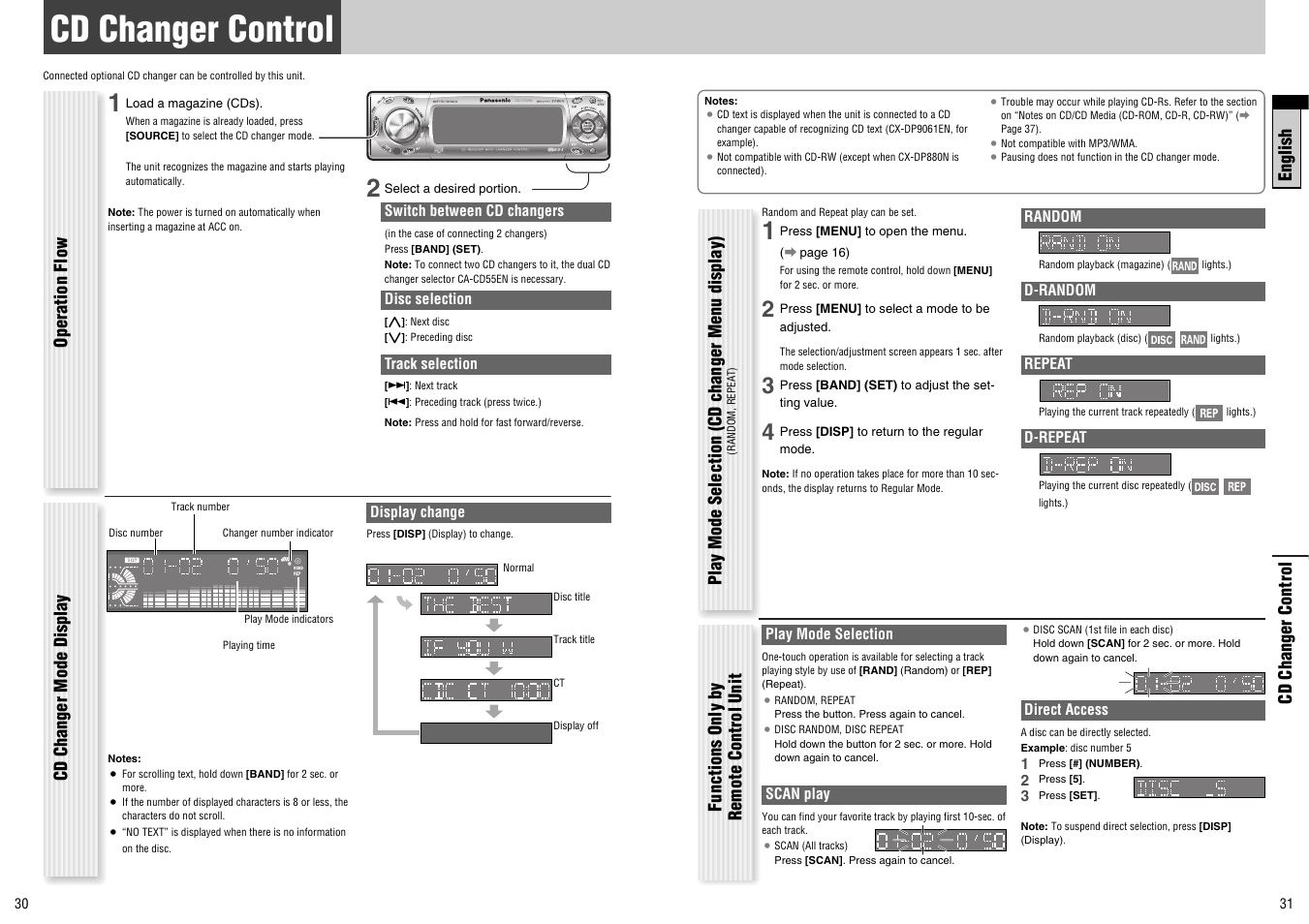 Cd changer control | Panasonic CQ-C7300N User Manual | Page 16 / 22