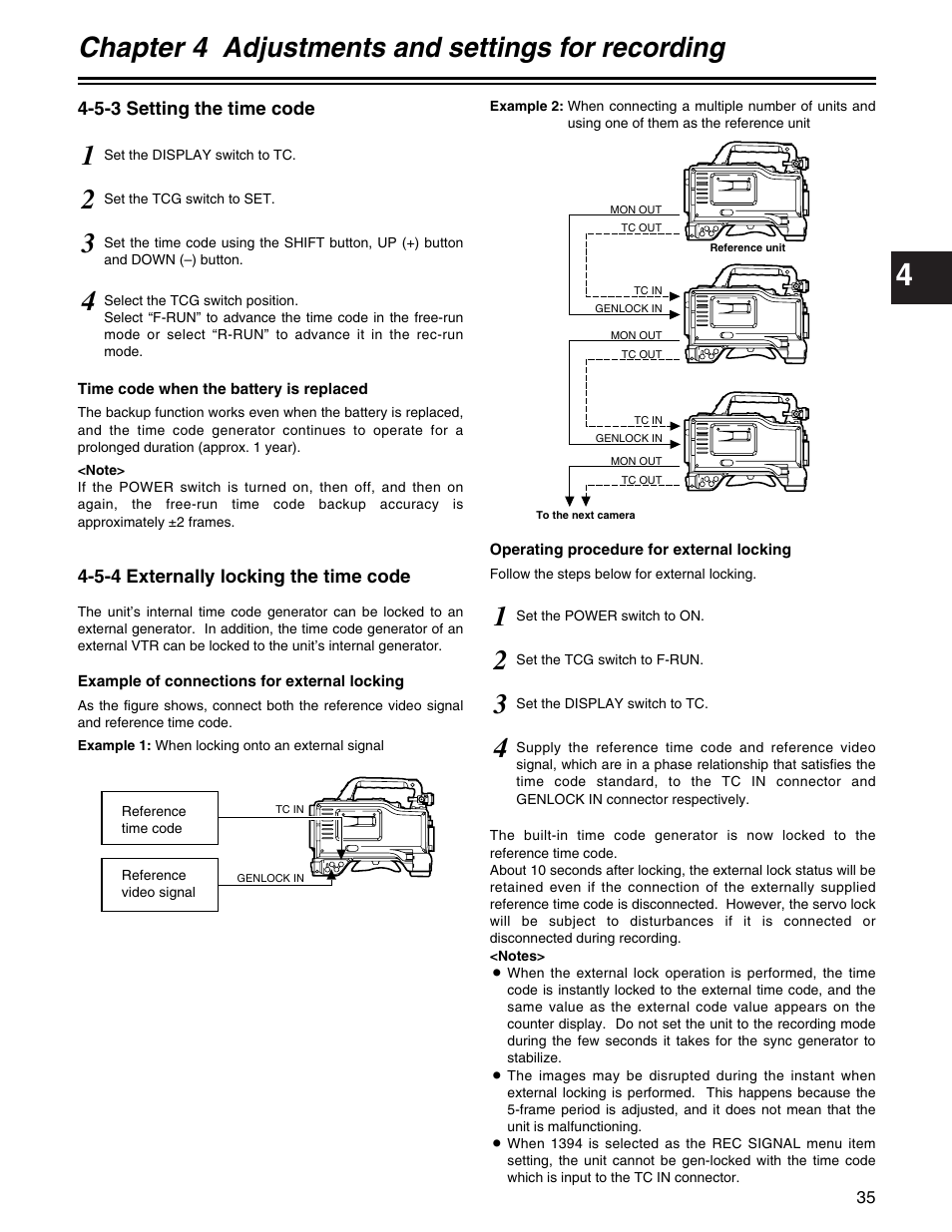 Chapter 4 adjustments and settings for recording | Panasonic AJ- E User Manual | Page 35 / 108