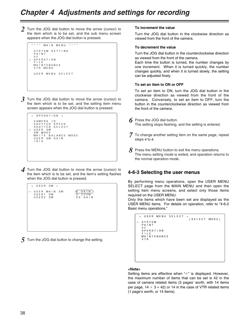 Chapter 4 adjustments and settings for recording | Panasonic AJ- E User Manual | Page 38 / 108
