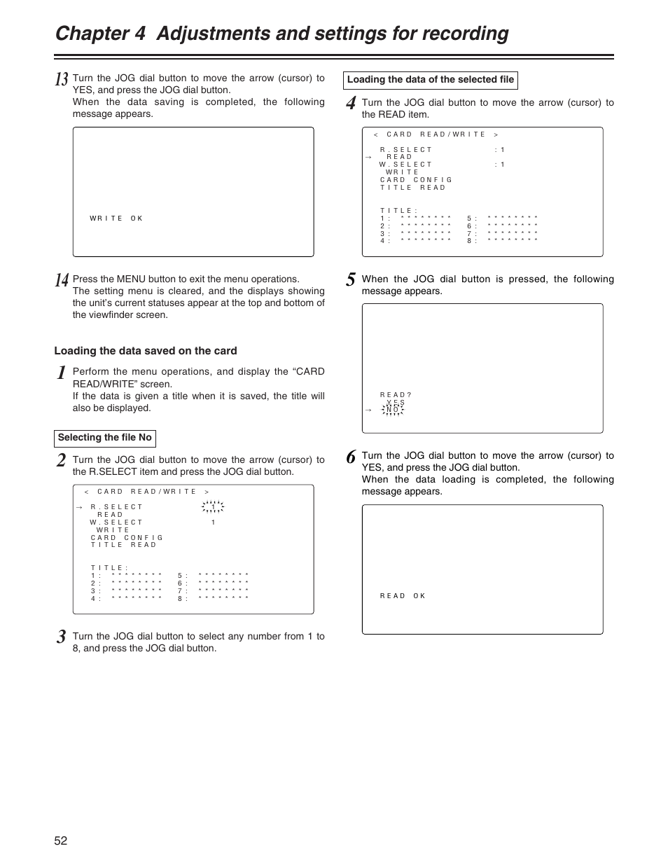 Chapter 4 adjustments and settings for recording | Panasonic AJ- E User Manual | Page 52 / 108