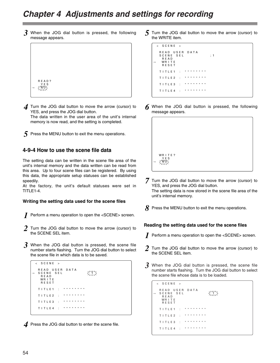 Chapter 4 adjustments and settings for recording | Panasonic AJ- E User Manual | Page 54 / 108