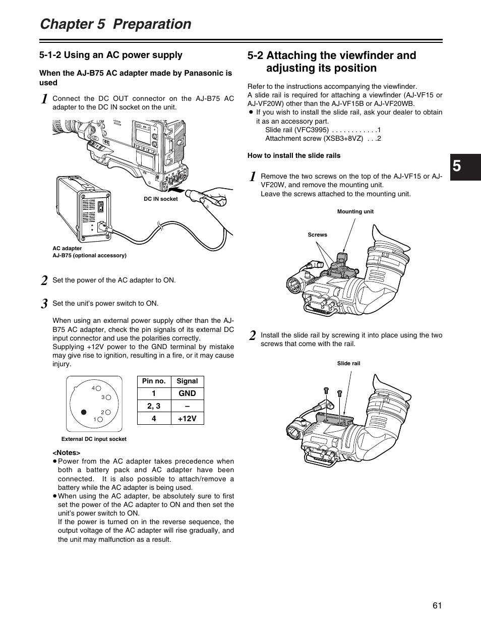 Chapter 5 preparation | Panasonic AJ- E User Manual | Page 61 / 108