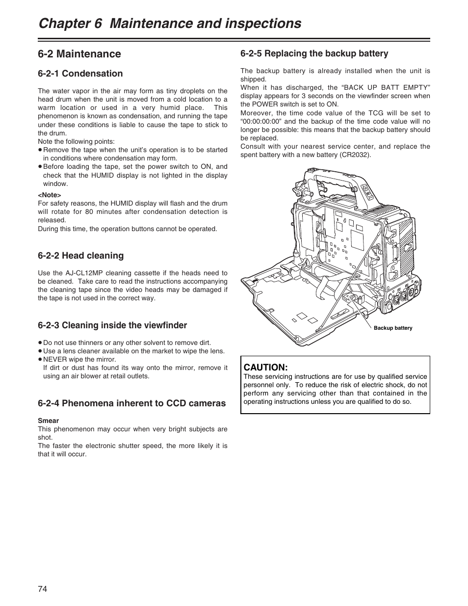 Chapter 6 maintenance and inspections, 2 maintenance | Panasonic AJ- E User Manual | Page 74 / 108