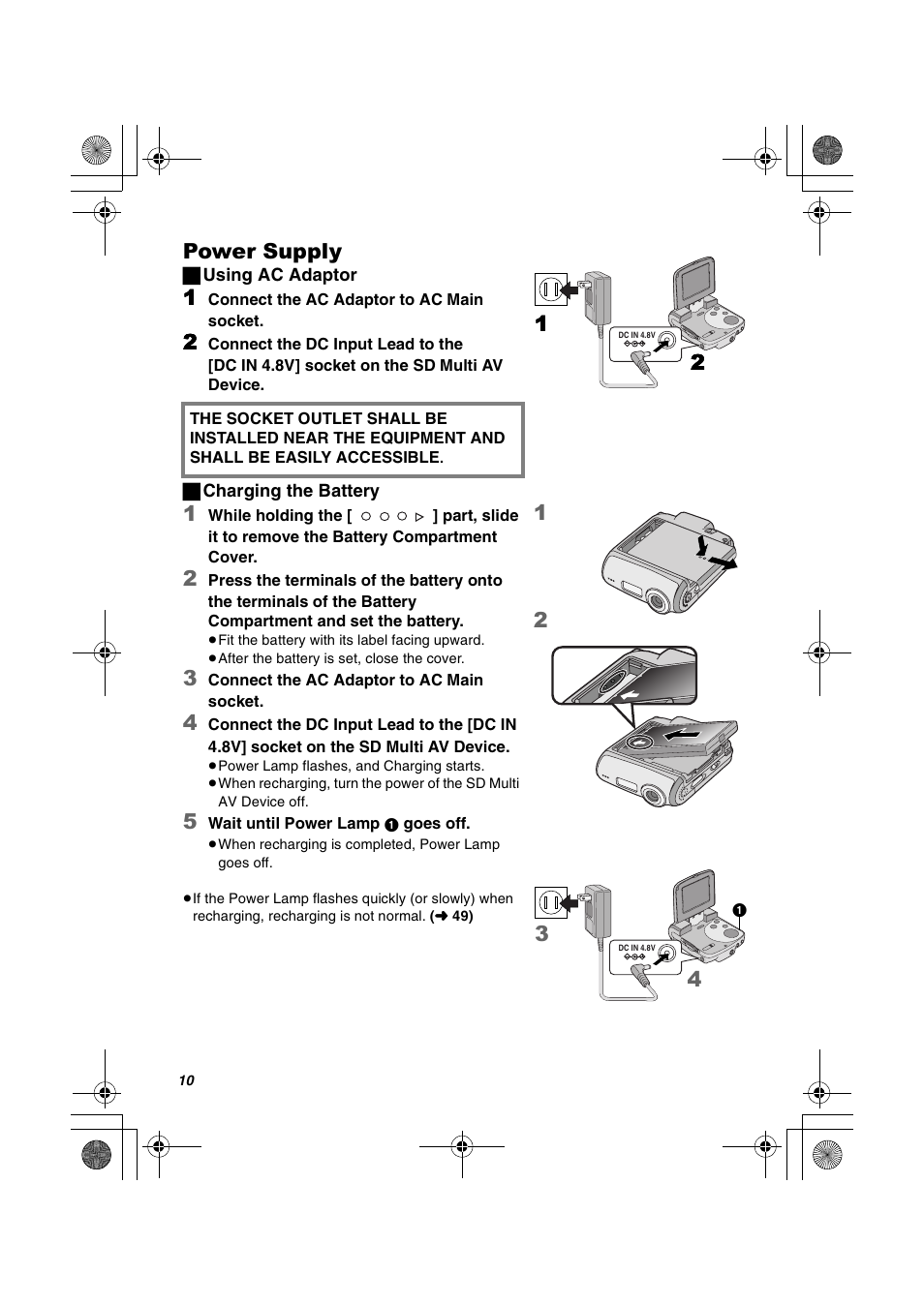 Power supply | Panasonic SV-AV20U User Manual | Page 10 / 62