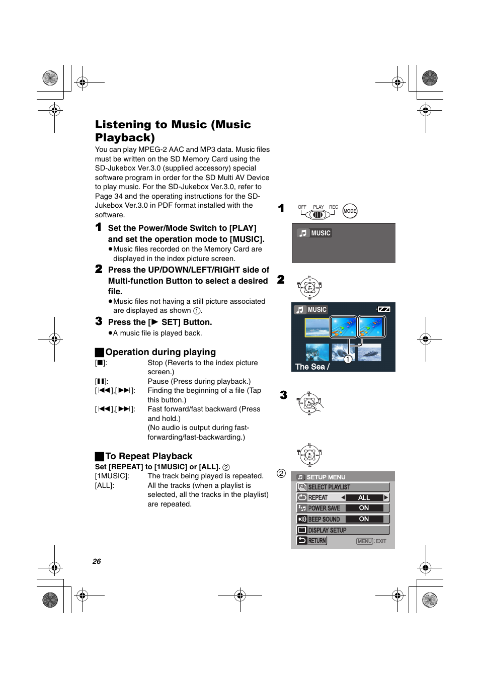 Listening to music (music playback) | Panasonic SV-AV20U User Manual | Page 26 / 62
