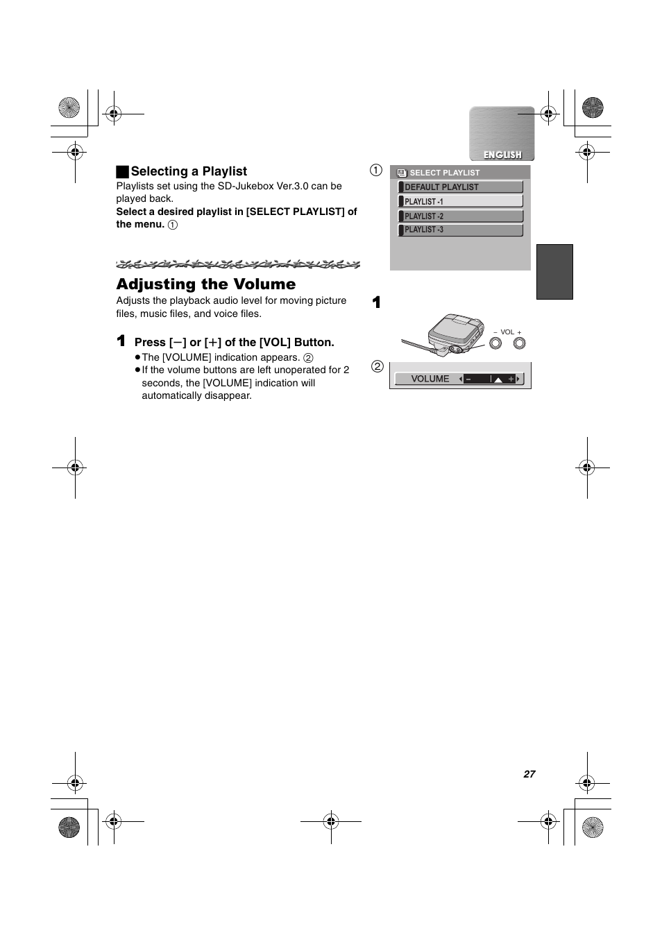 Adjusting the volume | Panasonic SV-AV20U User Manual | Page 27 / 62