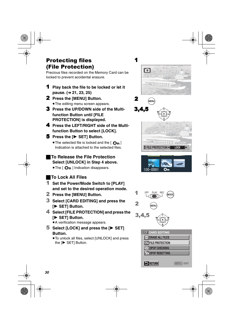 Protecting files (file protection) | Panasonic SV-AV20U User Manual | Page 30 / 62