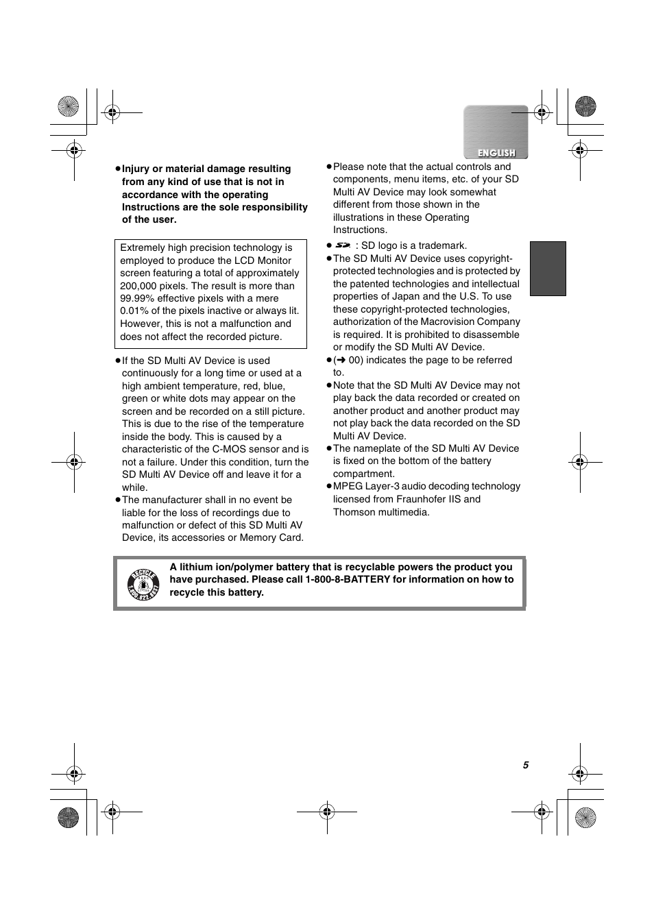 Panasonic SV-AV20U User Manual | Page 5 / 62