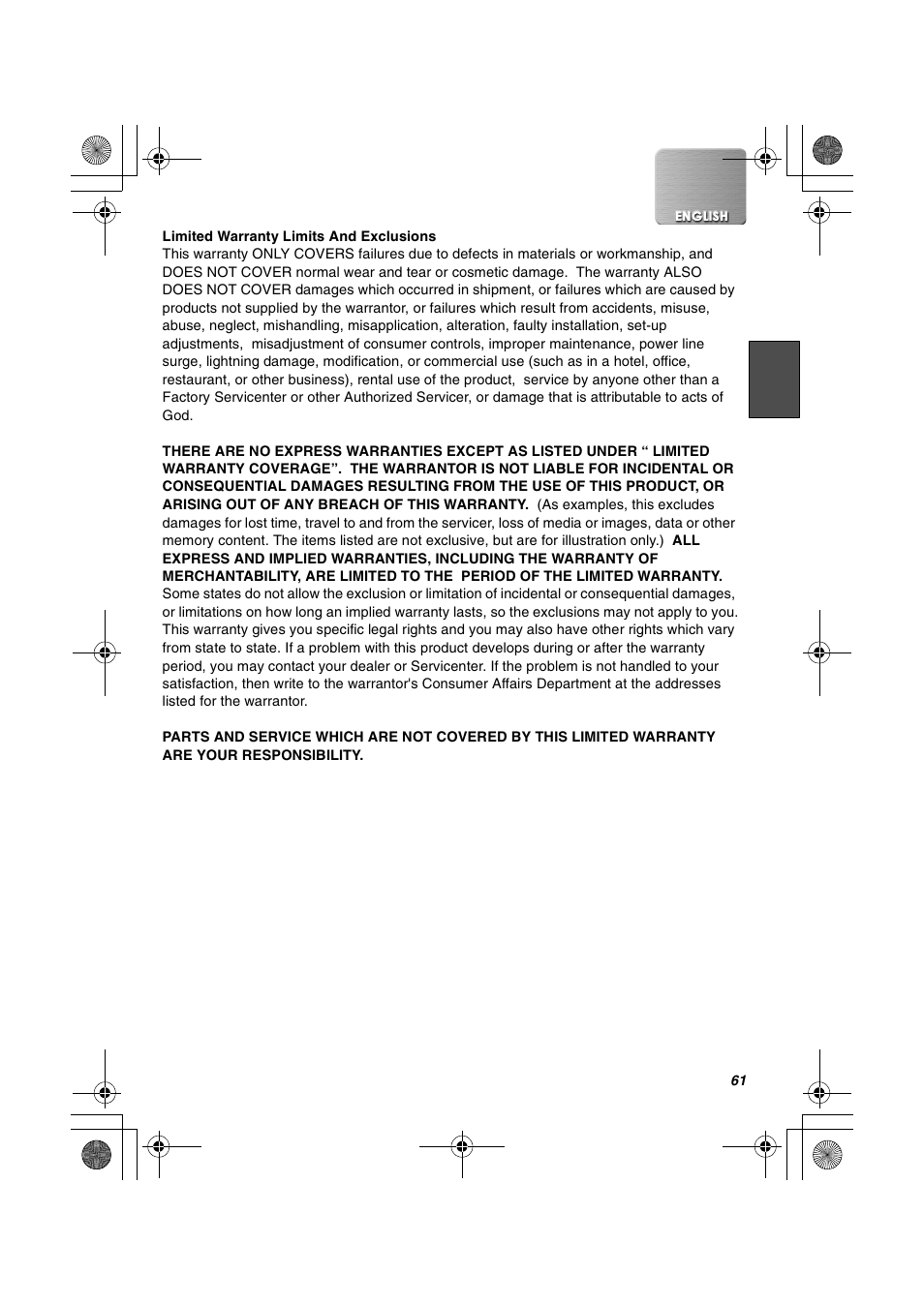 Panasonic SV-AV20U User Manual | Page 61 / 62