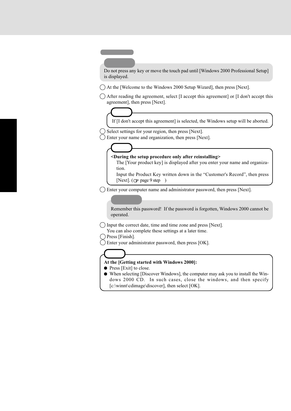 First-time operation | Panasonic CF-72 Series P User Manual | Page 12 / 36