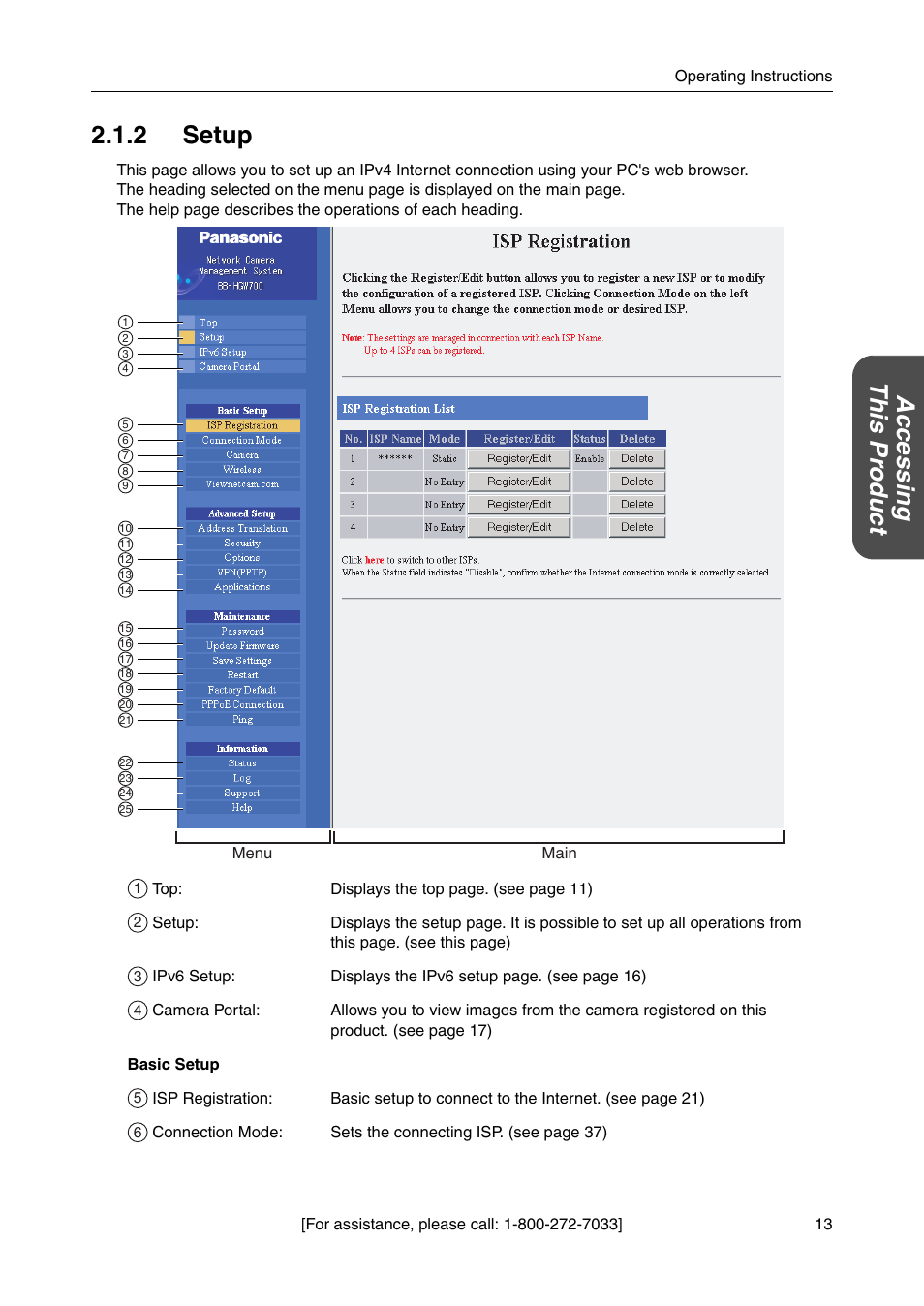 2 setup, Accessing this pr oduct 2.1.2 setup | Panasonic BBHGW700A User Manual | Page 13 / 142
