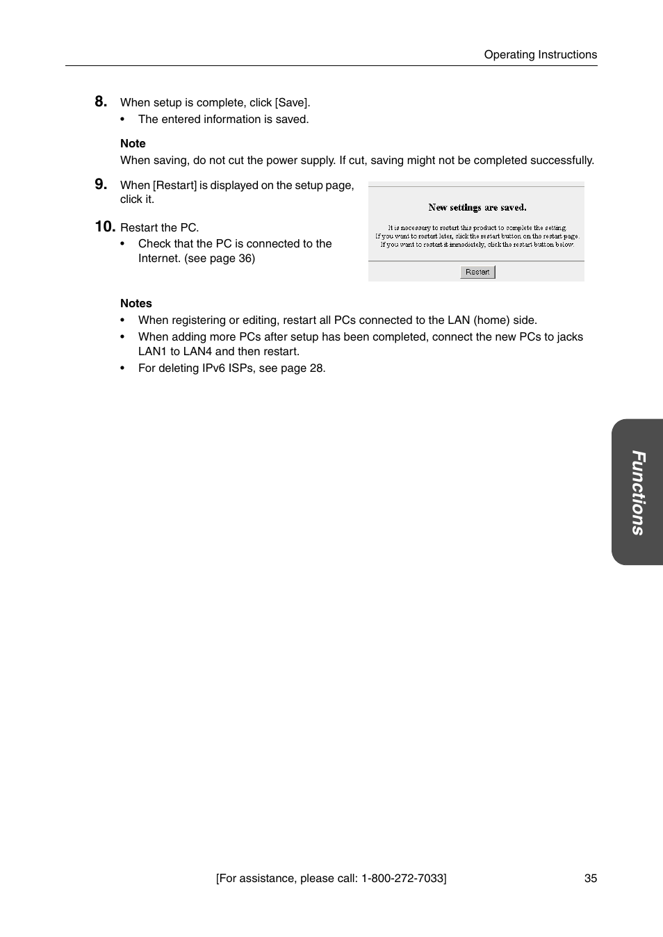 Functions | Panasonic BBHGW700A User Manual | Page 35 / 142