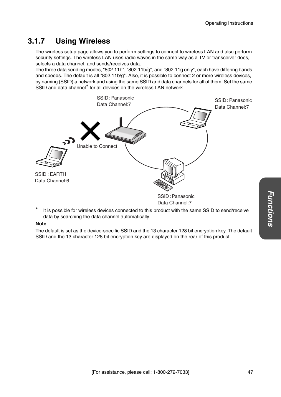 7 using wireless, Functions 3.1.7 using wireless | Panasonic BBHGW700A User Manual | Page 47 / 142