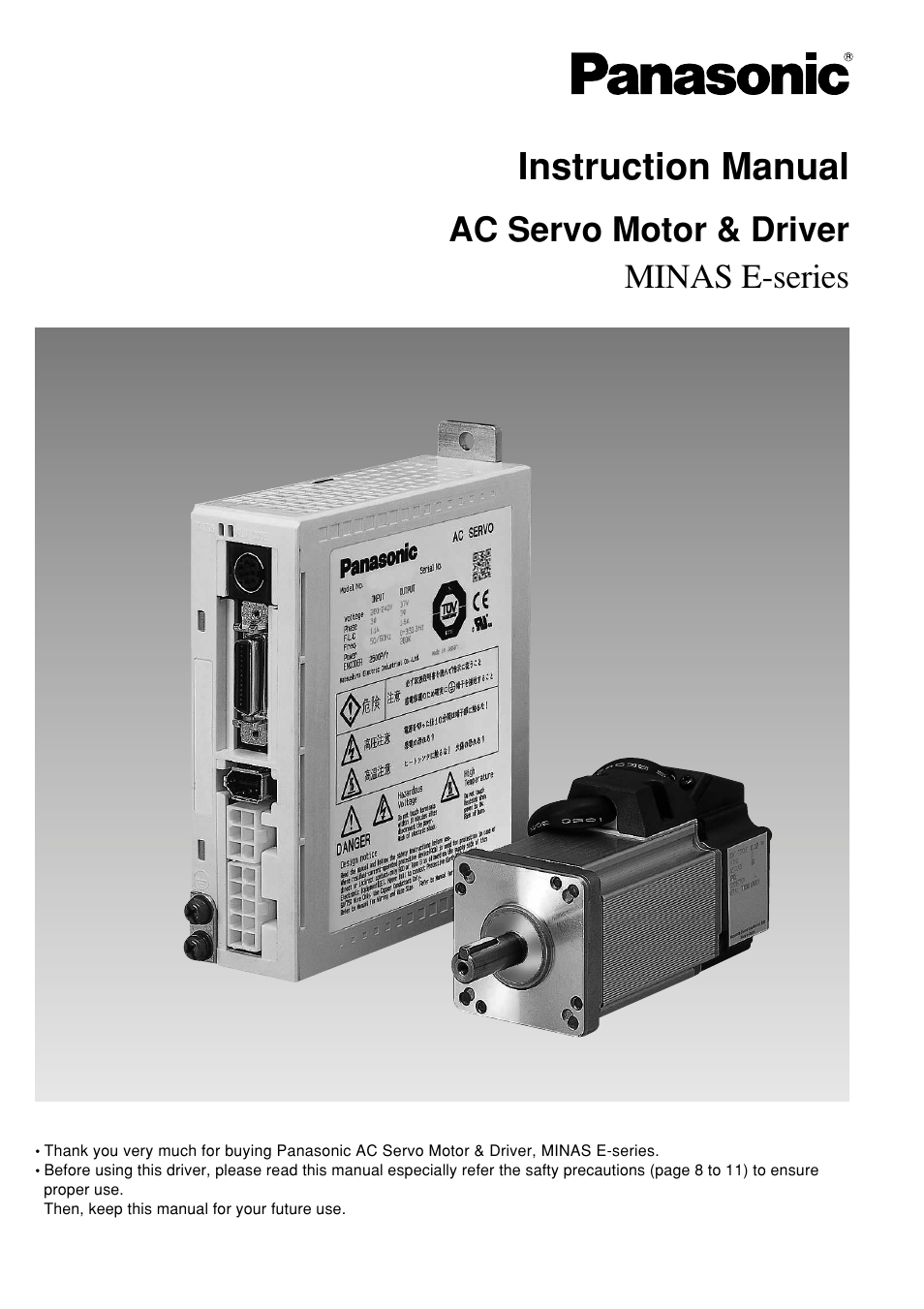 Panasonic MINAS E-series User Manual | 216 pages