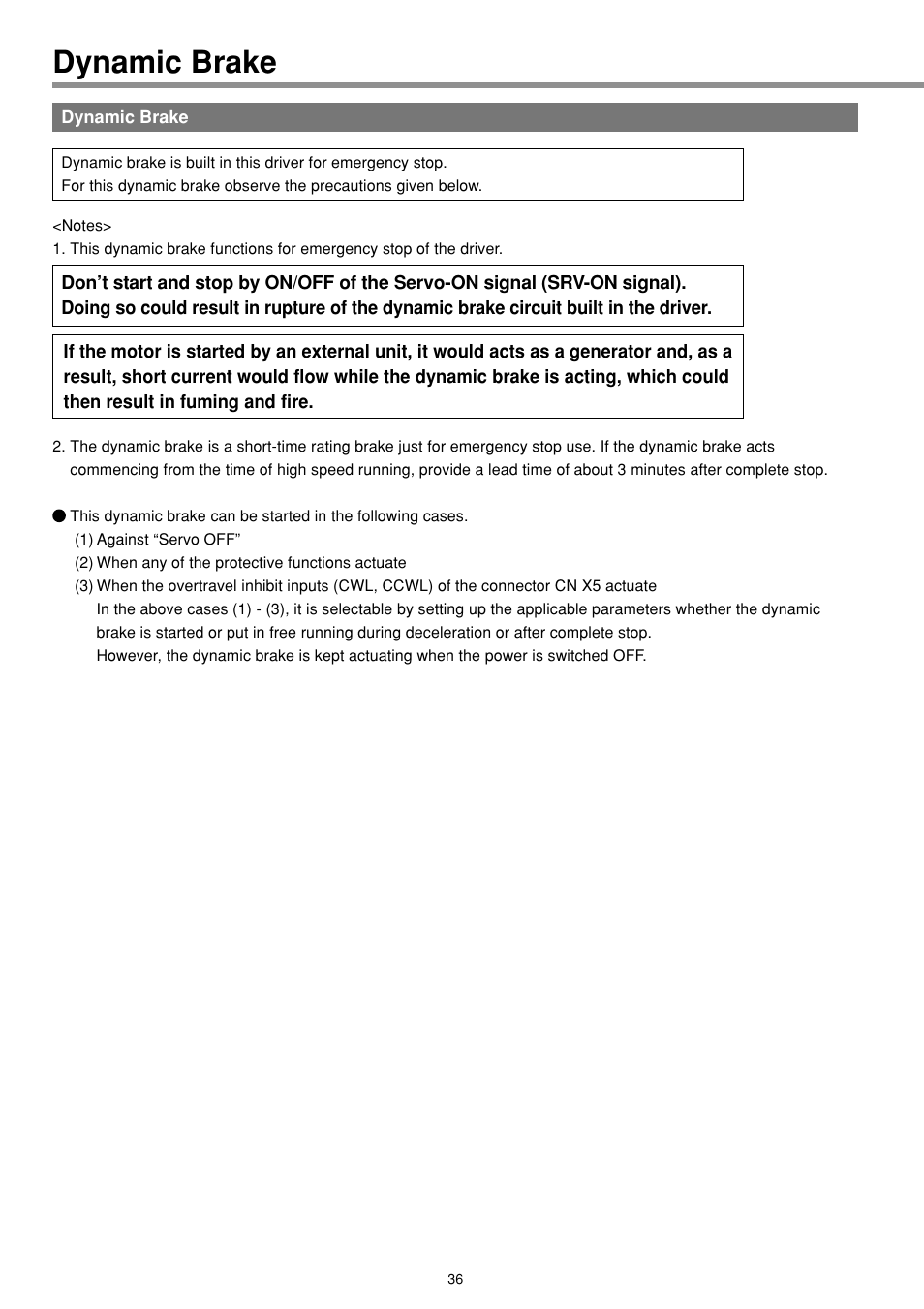 Dynamic brake (db), Dynamic brake | Panasonic MINAS E-series User Manual | Page 36 / 216