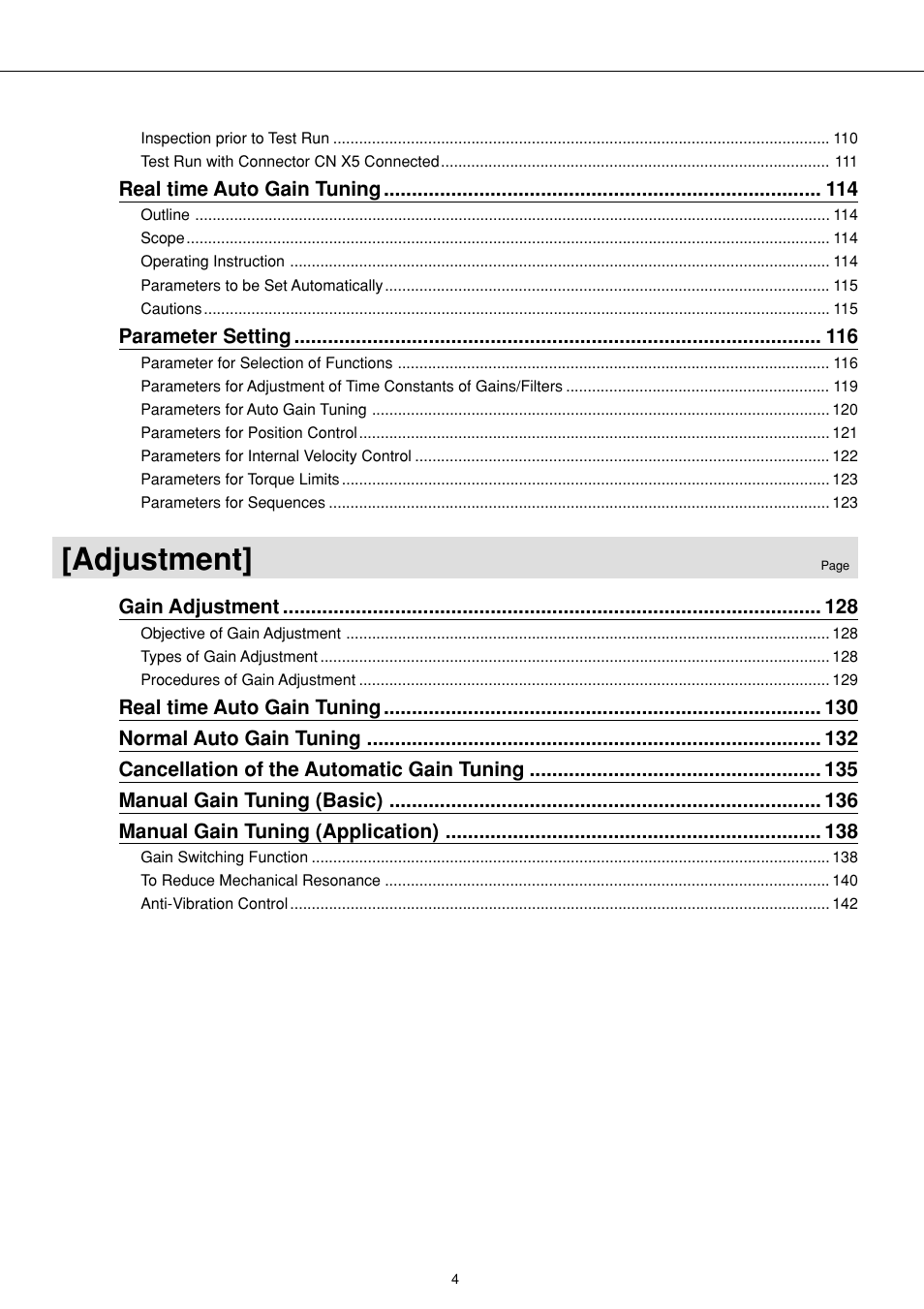 Adjustment | Panasonic MINAS E-series User Manual | Page 4 / 216