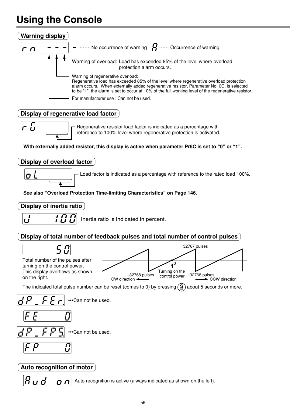 Using the console | Panasonic MINAS E-series User Manual | Page 56 / 216