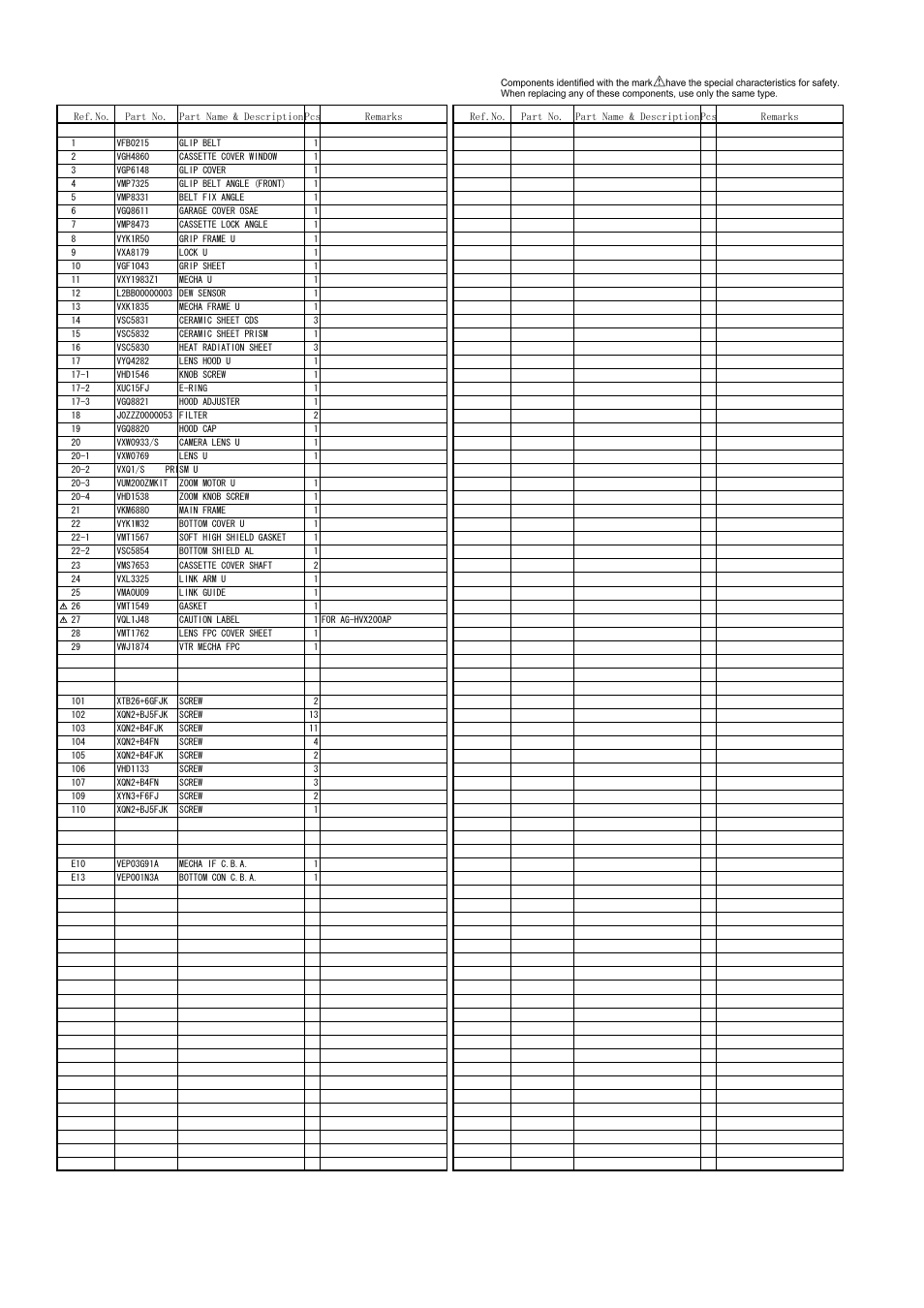 Frame & casing parts assembly(1), Mpl-2 | Panasonic AG-HVX202AEN User Manual | Page 3 / 11