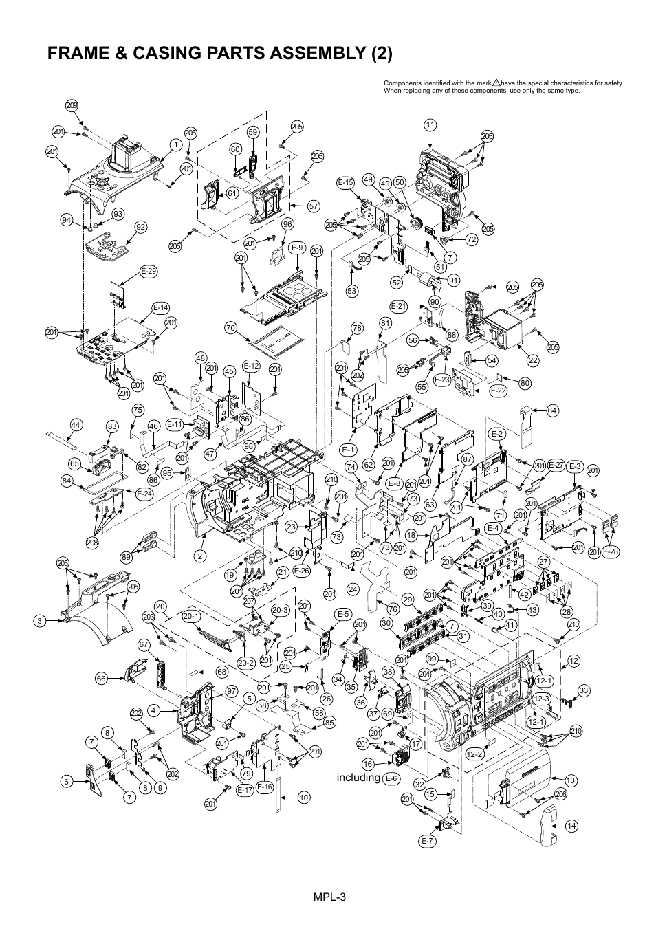 Frame & casing parts assembly (2), Including, Mpl-3 | Panasonic AG-HVX202AEN User Manual | Page 4 / 11