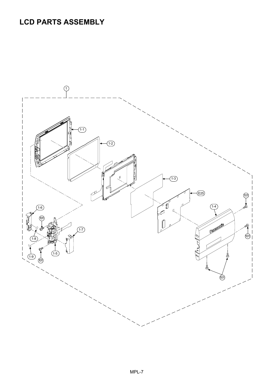 Lcd parts assembly, Mpl-7 | Panasonic AG-HVX202AEN User Manual | Page 8 / 11