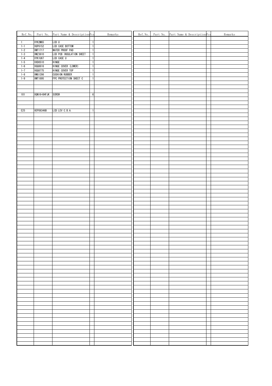 Lcd parts assembly, Mpl-8 | Panasonic AG-HVX202AEN User Manual | Page 9 / 11