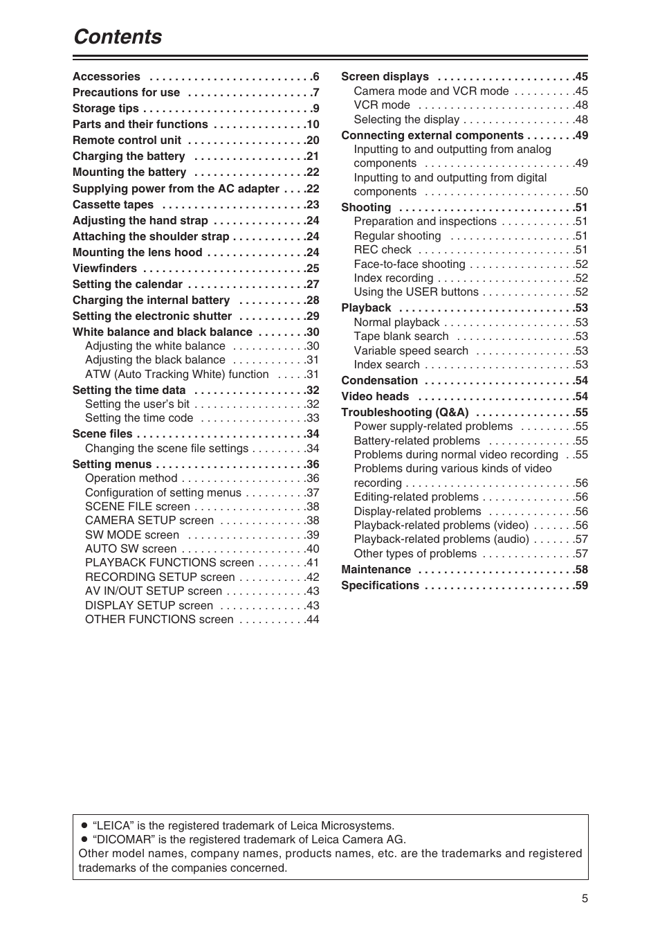Panasonic AG-DVC80 User Manual | Page 5 / 62