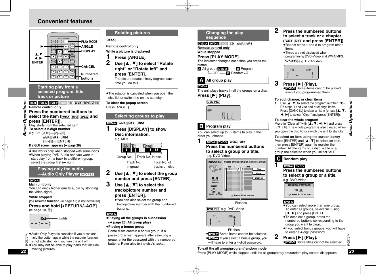 A] [b, Convenient features | Panasonic DVD-PS3 User Manual | Page 13 / 22