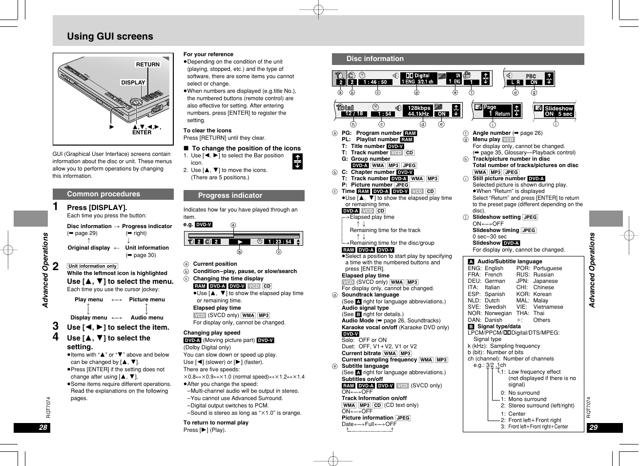 Using gui screens, Chg í | Panasonic DVD-PS3 User Manual | Page 16 / 22