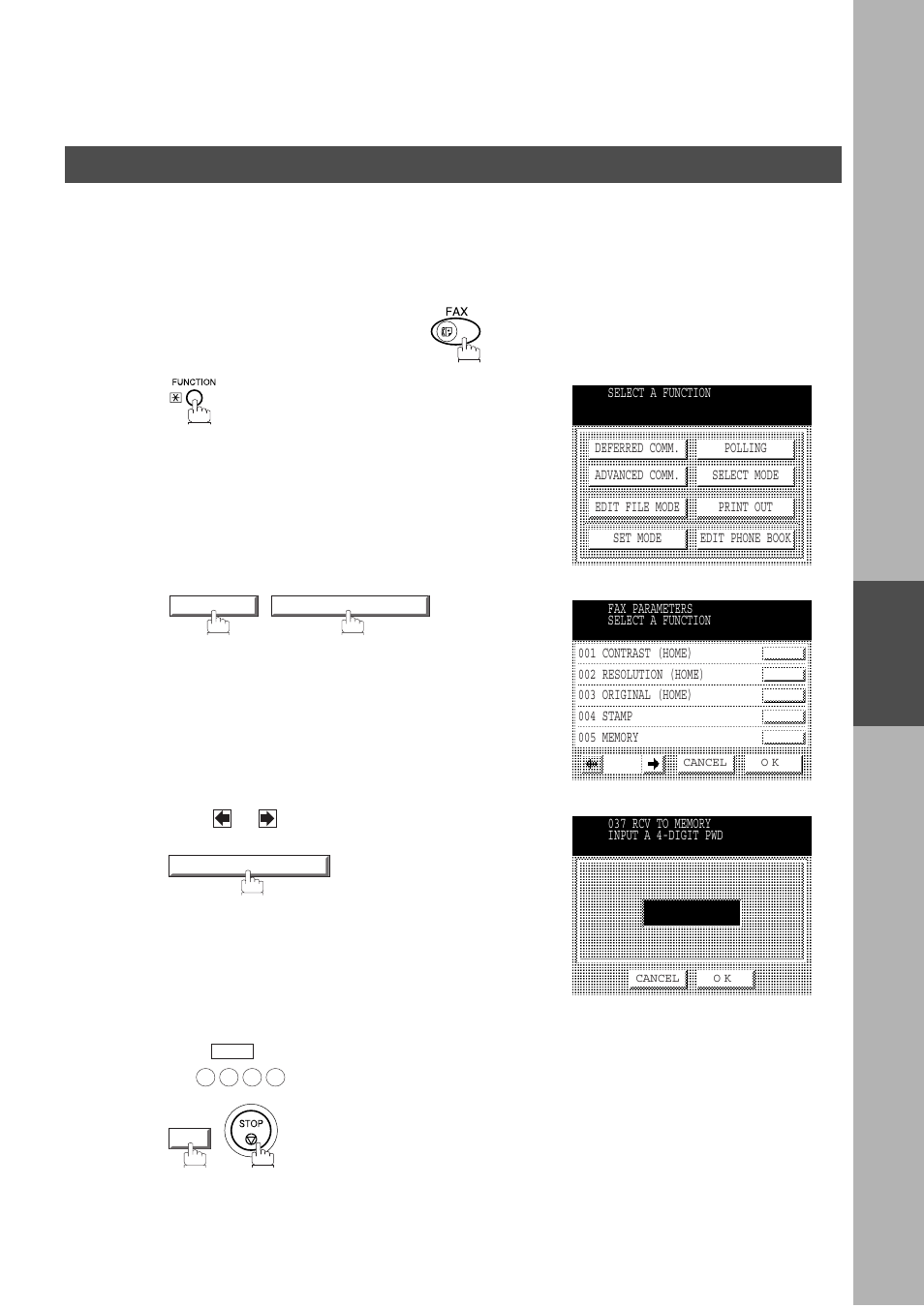 Receive to memory, Setting the rcv to memory password, Advanced features | Panasonic DP-2500/3000 User Manual | Page 103 / 187