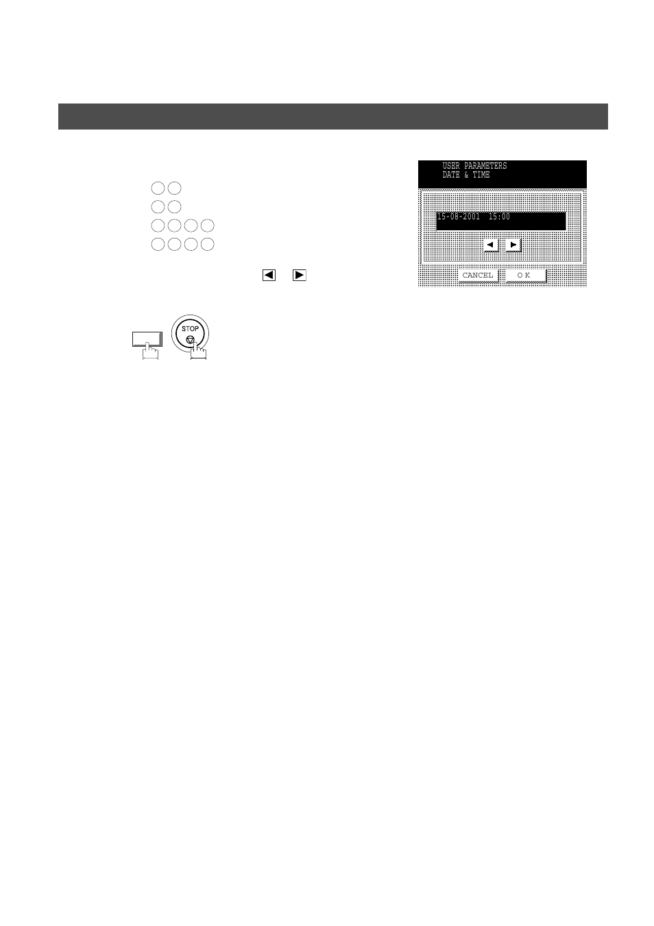 Installing your machine, User parameters | Panasonic DP-2500/3000 User Manual | Page 20 / 187