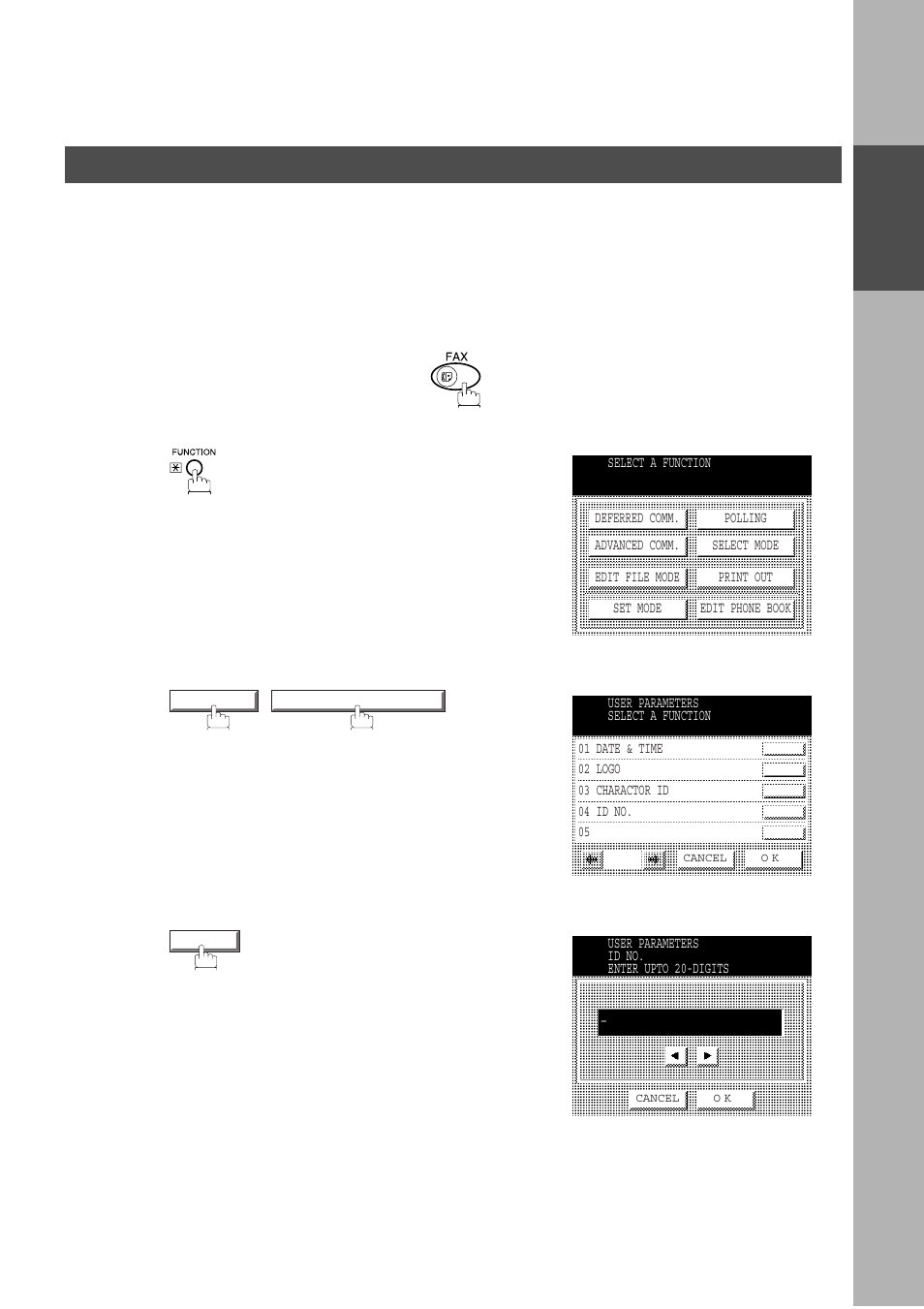 Setting your id number (fax telephone number), Installing your machine, User parameters | Panasonic DP-2500/3000 User Manual | Page 25 / 187