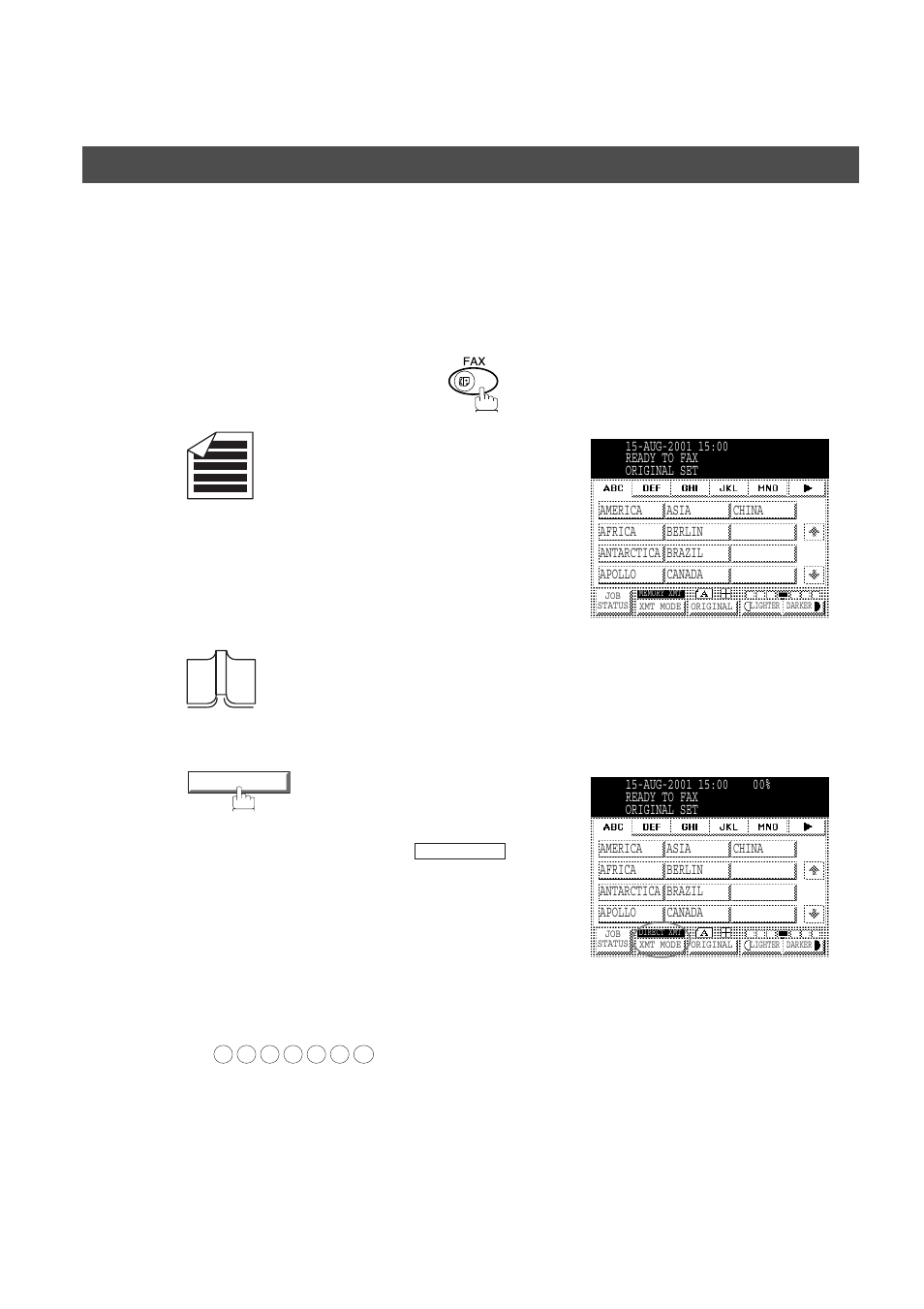 Direct transmission, Manual number dialling (direct transmission), Basic operations | Sending documents | Panasonic DP-2500/3000 User Manual | Page 50 / 187