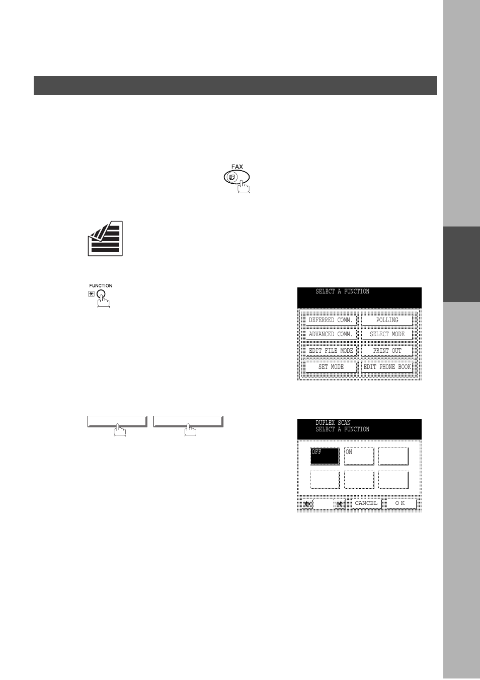 Duplex scan, Sending document(s) using duplex scan, Basic operations | Sending documents | Panasonic DP-2500/3000 User Manual | Page 55 / 187