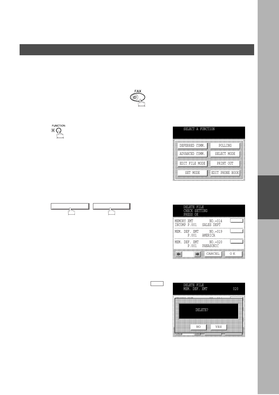 Deleting a file, Advanced features, Edit file mode | Panasonic DP-2500/3000 User Manual | Page 95 / 187