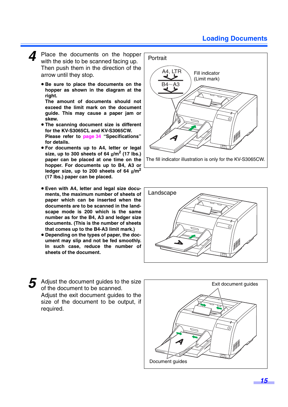 Loading documents 15 | Panasonic KV-S3065CW User Manual | Page 15 / 40