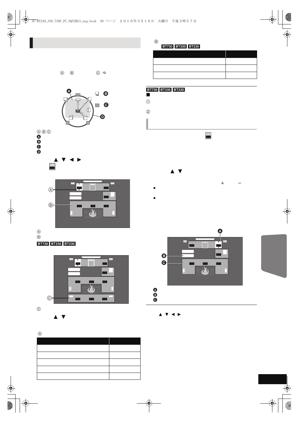 Speaker settings, Adjusting speaker level, When using the 7.1ch speaker system | Select “test” and press [ok, Press [ok, Ab c d, Advanced operations, Delay time, Volume (channel balance) ( ) | Panasonic SC-BT330 User Manual | Page 39 / 52