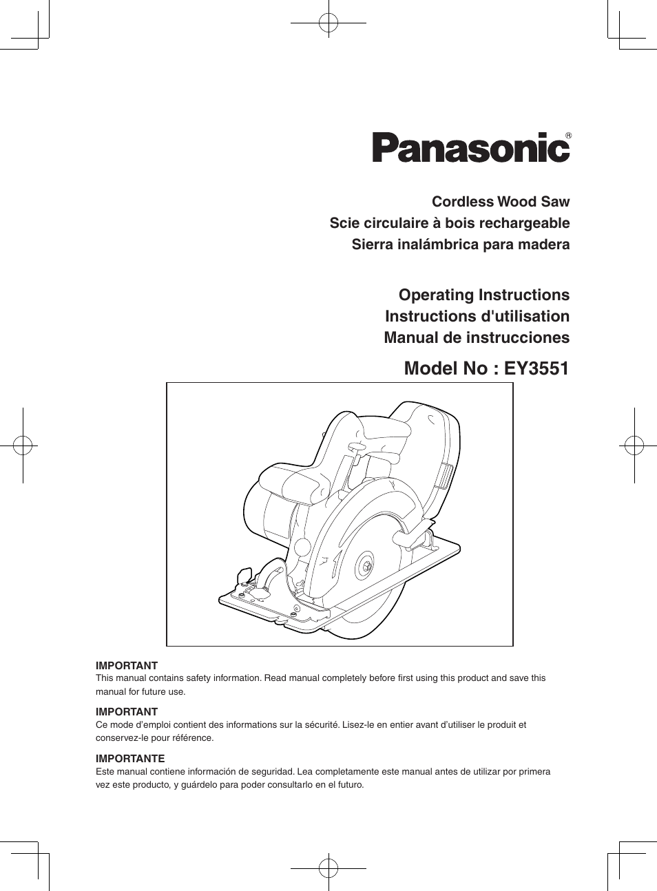 Panasonic EY3551 User Manual | 48 pages