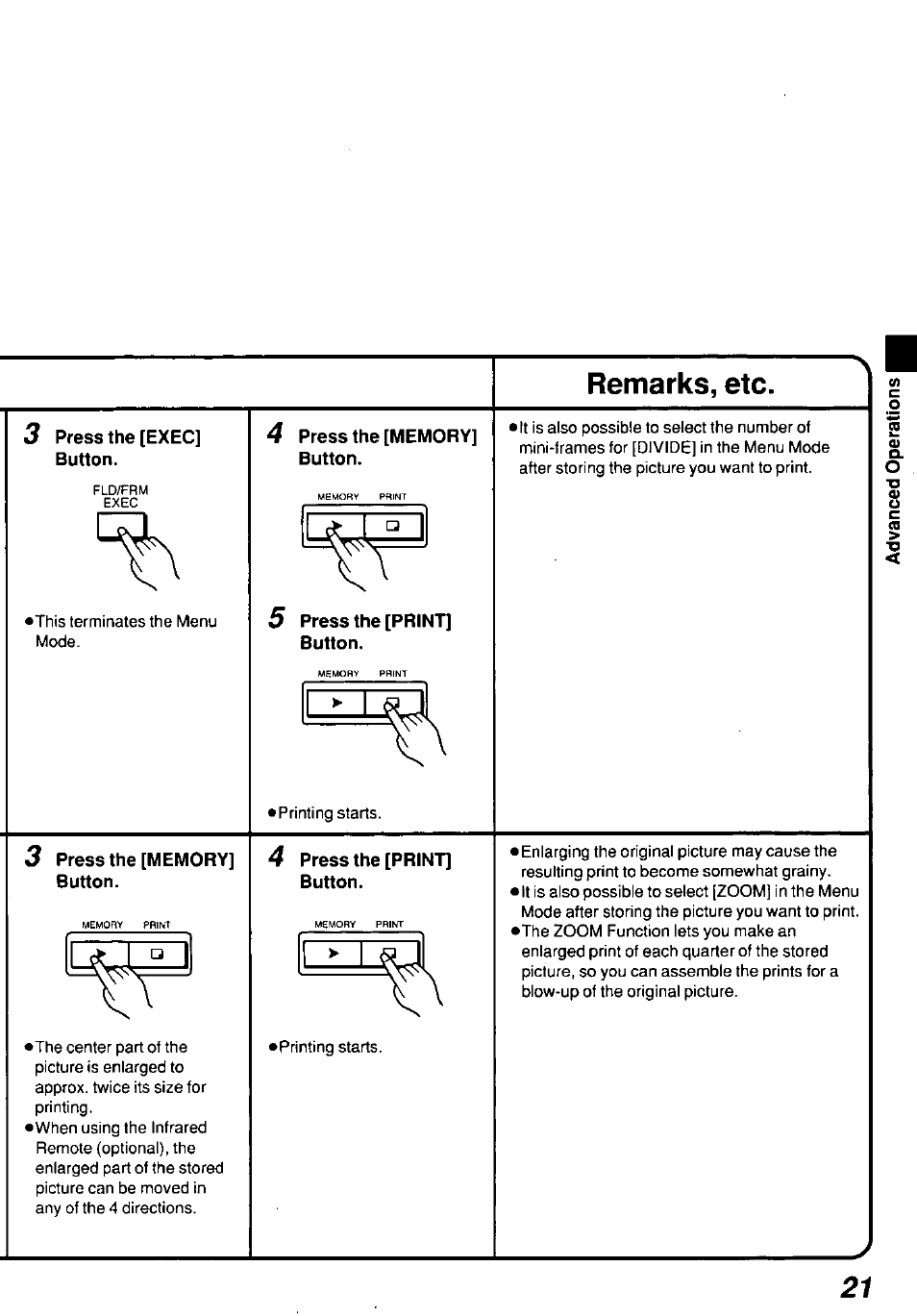 Remarks, etc | Panasonic AGEP50 User Manual | Page 21 / 40