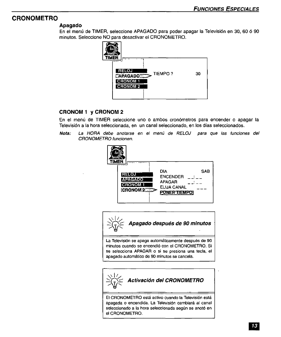 Cronometro | Panasonic SUPERFLAT CT-27SF26 User Manual | Page 33 / 36