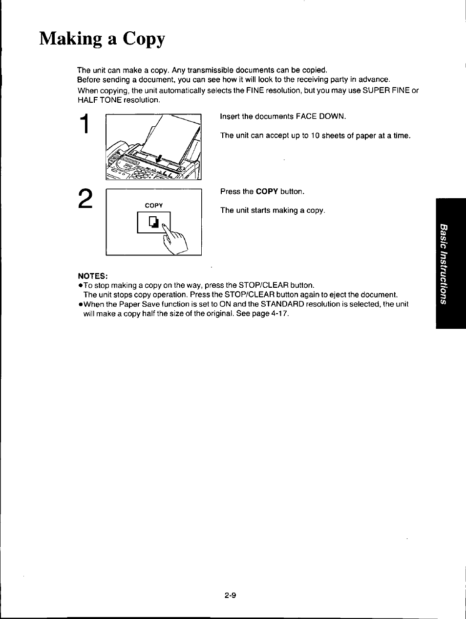 Making a copy, Making a copy -9 | Panasonic KXF150 User Manual | Page 51 / 132